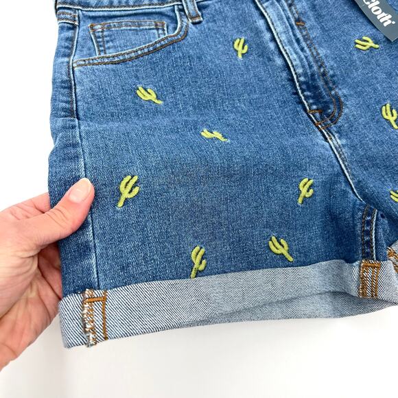 NEW Modcloth Cactus Embroidered Prickle My Fancy High Rise Jean ShortsWomen's 28 - Picture 4 of 5